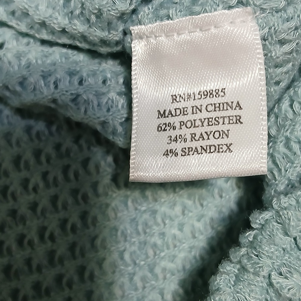 Hello Nite Seafoam Hoodie Waffle Knit Drawstring V-Neck‎ Pullover Top Size L - Picture 6 of 6